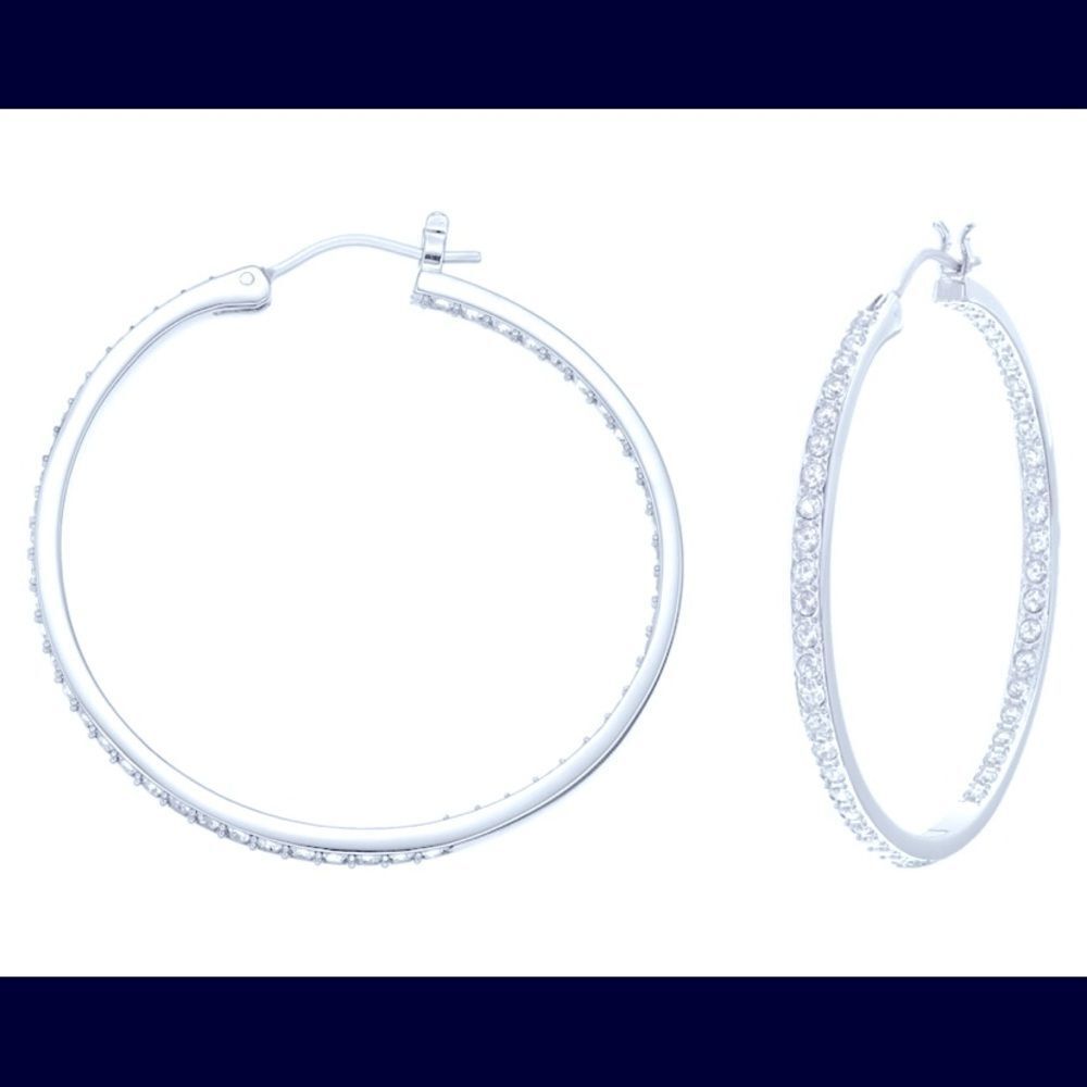 🛍️- Swarovski hoop earrings white Rhodium plated